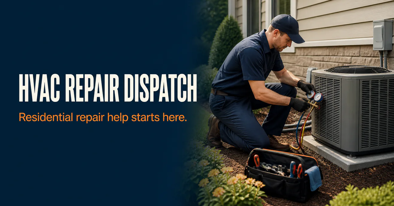 Residential HVAC technician inspecting an outdoor air-conditioning unit